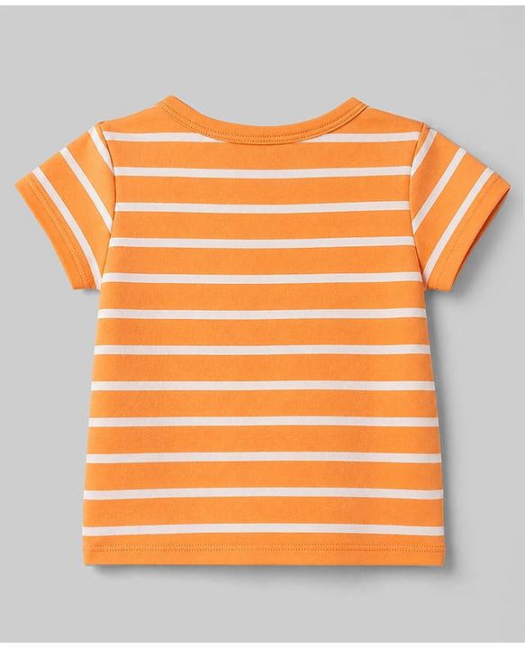 Babyhug 100% Cotton Interlock Knit Half Sleeves Front Open Striped & Car Printed Jhablas Pack of 3 - Orange White & Green