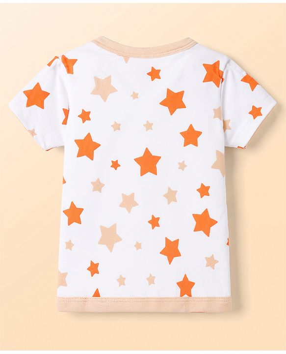 Babyhug 100% Cotton Interlock Knit Half Sleeves Front Open Striped Jhablas with Star Print Pack of 3 -White & Purple