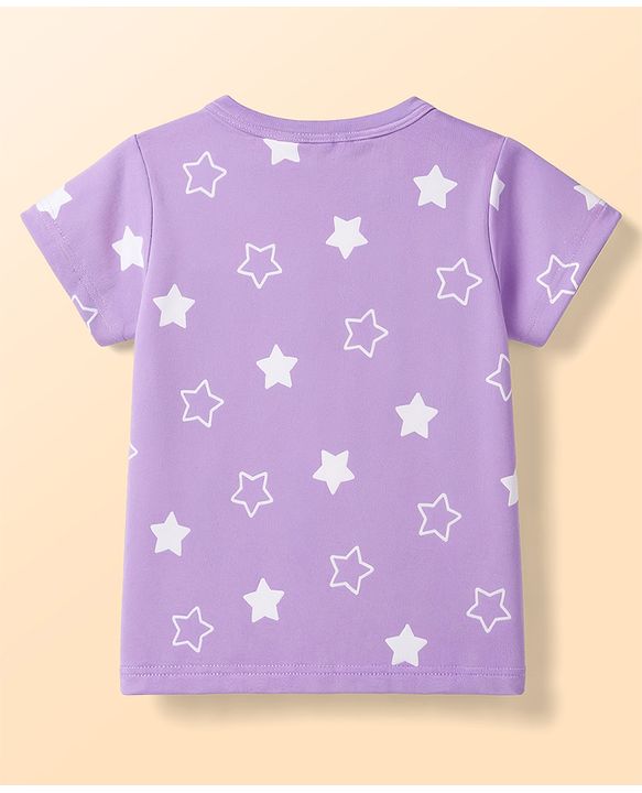 Babyhug 100% Cotton Interlock Knit Half Sleeves Front Open Striped Jhablas with Star Print Pack of 3 -White & Purple