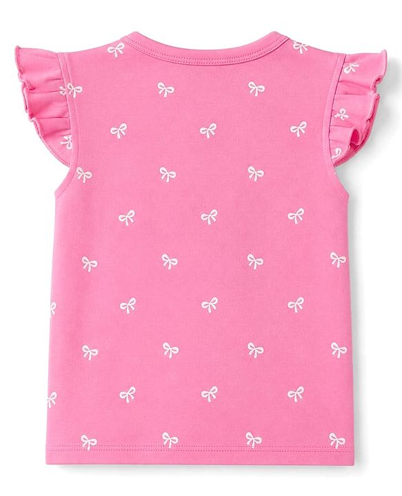 Babyhug 100% Cotton Interlock Knit Half Sleeves Front Open Jhablas With Teddy Bear & Bow Print Pack of 3 - Pink, Dark Pink & Purple