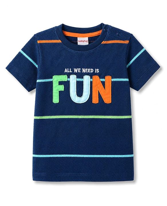 Babyhug Cotton Knit T-Shirt Half Sleeves with Graphics Multi Color 6-9 Months
