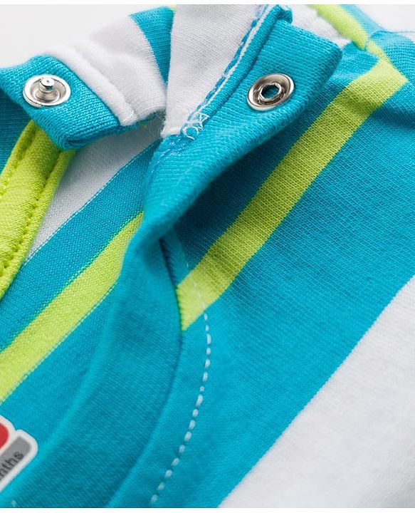 Babyhug Cotton Knit T-Shirts Half Sleeves Striped with Embroidery Detailing Multi Color 6-9 Months