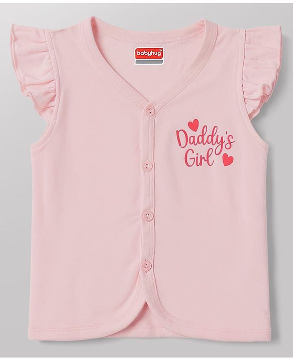 Babyhug 100% Cotton Interlock Woven Sleeveless Jhablas with Hearts & Star Print Pack Of 3 - Pink White & Red