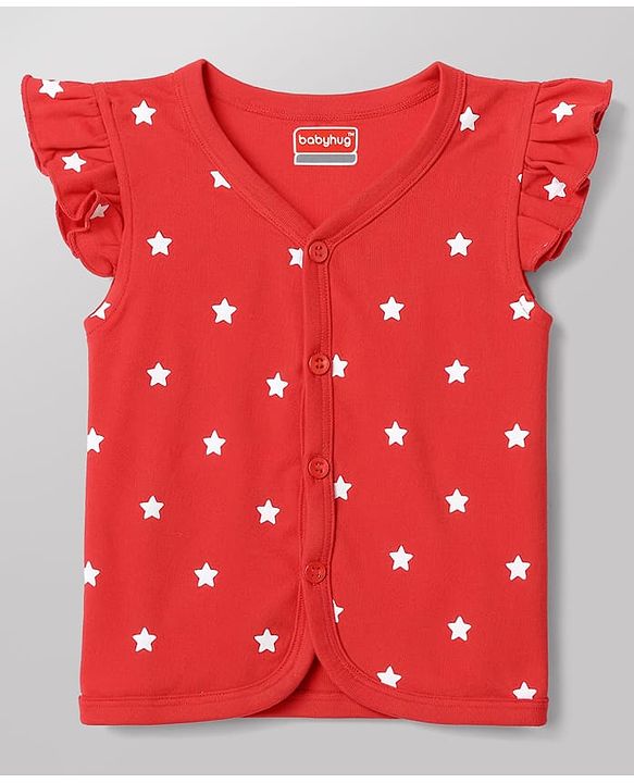 Babyhug 100% Cotton Interlock Woven Sleeveless Jhablas with Hearts & Star Print Pack Of 3 - Pink White & Red