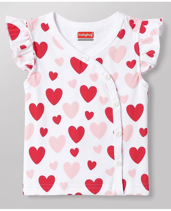 Babyhug 100% Cotton Interlock Woven Sleeveless Jhablas with Hearts & Star Print Pack Of 3 - Pink White & Red