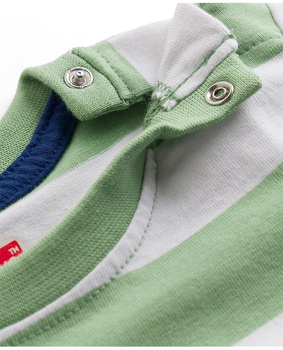 Babyhug Cotton Knit T-Shirts Half Sleeves Striped with Applique Detailing Multi Color 6-9 Months