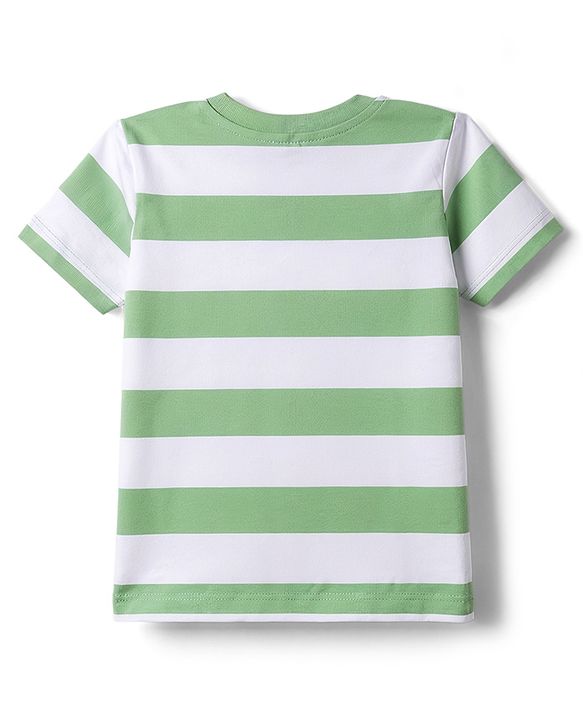 Babyhug Cotton Knit T-Shirts Half Sleeves Striped with Applique Detailing Multi Color 6-9 Months