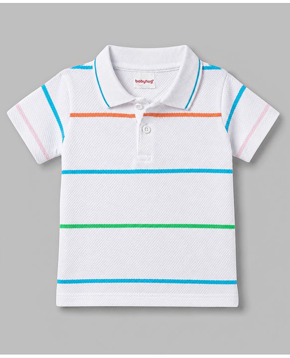 Babyhug Cotton Knit Polo T-Shirt with Half Sleeves and Graphic Print Multi Color 12-18 Months