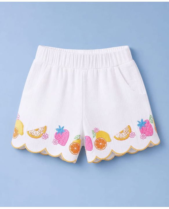 Babyhug Cotton Woven Sleeveless Tropical Theme & Floral Printed Top & Shorts Set - White