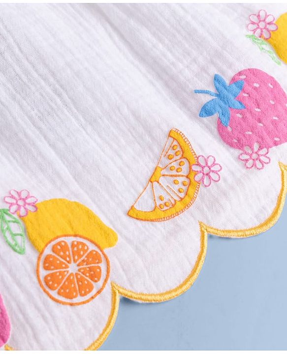 Babyhug Cotton Woven Sleeveless Tropical Theme & Floral Printed Top & Shorts Set - White
