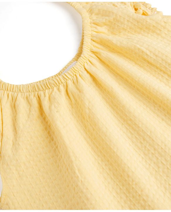 Babyhug 100% Cotton Single Jersey Knit Sleeveless Floral & Tropical Theme Embroidered Top & Shorts Set - Orange