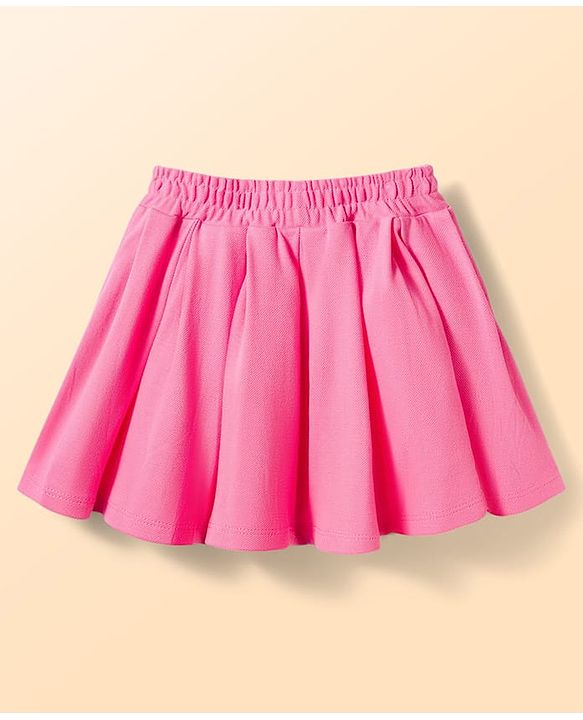 Babyhug Single Jersey Knit Half Sleeves Top & Skirt Set with Butterfly Print - White & Pink