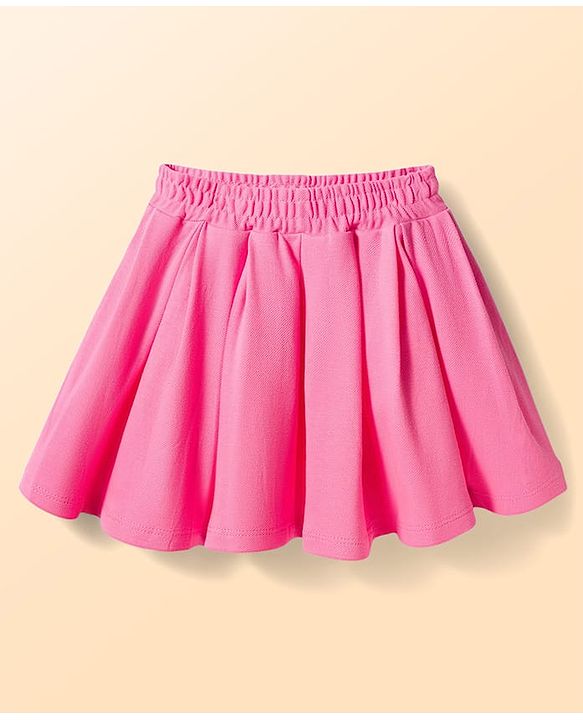 Babyhug Single Jersey Knit Half Sleeves Top & Skirt Set with Butterfly Print - White & Pink