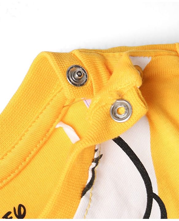 Babyhug Disney Single Jersey Knit Half Sleeves T-Shirt & Shorts Set With Mickey Mouse Graphics - Yellow