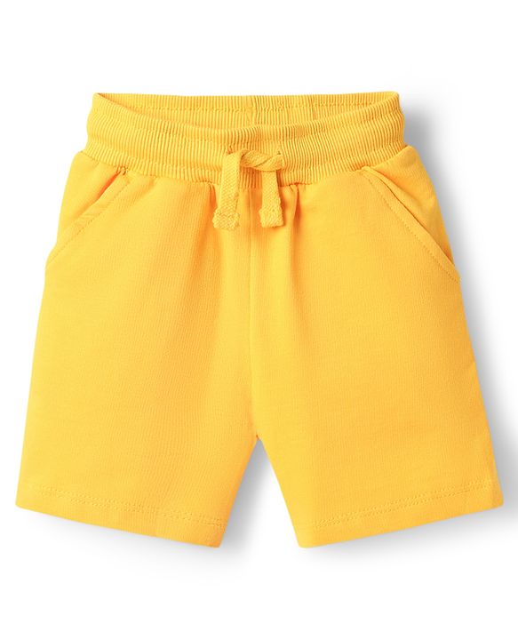 Babyhug Disney Single Jersey Knit Half Sleeves T-Shirt & Shorts Set With Mickey Mouse Graphics - Yellow