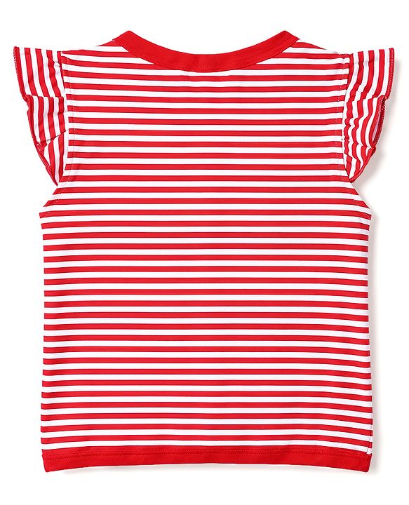Babyhug 100% Cotton Interlock Knit Frill Sleeves Stripe & Floral Printed Front Open Jhablas Pack of 3 - Pink Red & Navy