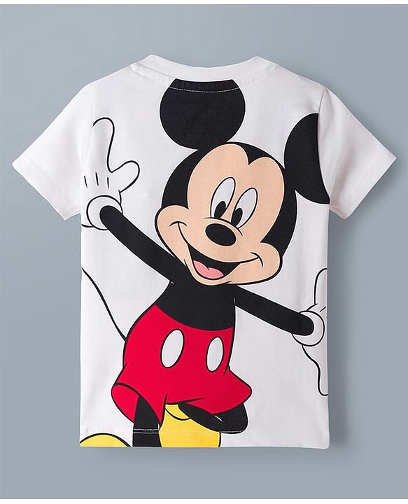Babyhug Disney Single Jersey Knit Half Sleeves T-Shirt & Shorts Set With Front & Back Mickey Mouse Graphics - Multicolor