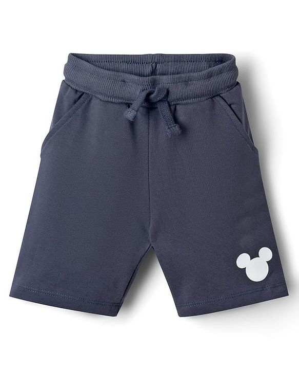 Babyhug Disney 100% Cotton Knit Half Sleeves T-Shirt & Shorts Set With Micky Mouse Graphics - Grey