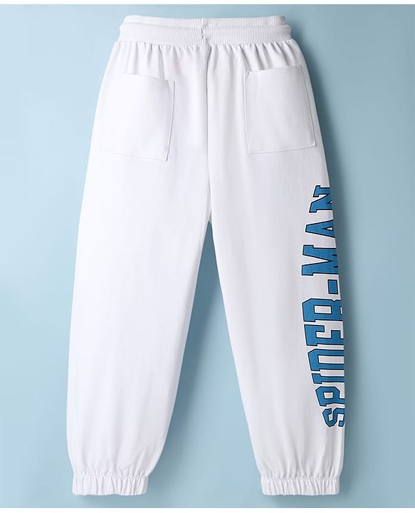Pine Kids Marvel Terry Knit Full Length Jogger Style Lounge Pant With Spider Man Graphics - White