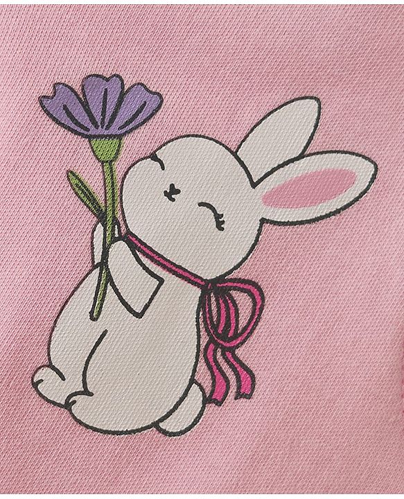 Babyhug 100% Cotton Knit Frill Sleeves Bunny & Floral Printed Jhablas Pack Of 3 - Yellow Pink & White