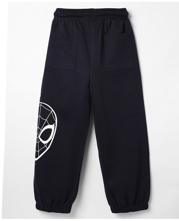 Pine Kids Marvel 100% Cotton Knit Full Length Joggers Pant With Spider-Man Graphic - Navy Blue