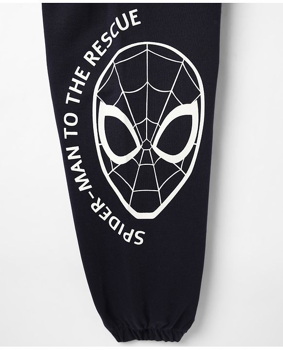 Pine Kids Marvel 100% Cotton Knit Full Length Joggers Pant With Spider-Man Graphic - Navy Blue