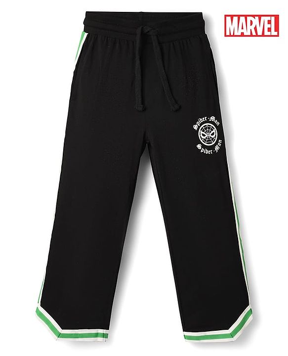 Pine Kids Marvel Single Jersey Knit Full Length Trackpant With Spider Man Graphic - Black
