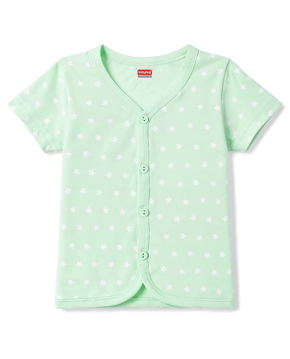 Babyhug 100% Cotton Interlock Knit Half Sleeves Front Open Jhablas with Star & Cub Face Print Pack of 3 - Light Blue
