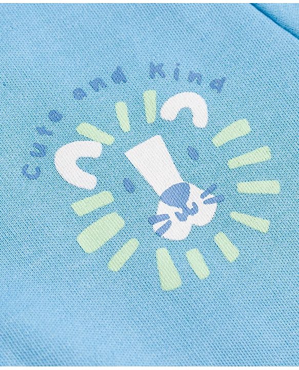Babyhug 100% Cotton Interlock Knit Half Sleeves Front Open Jhablas with Star & Cub Face Print Pack of 3 - Light Blue