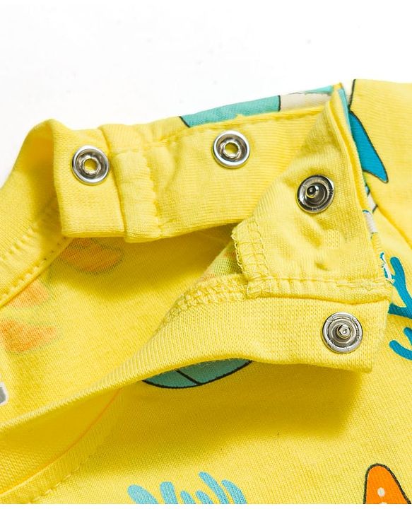 Babyhug Cotton Knit Half Sleeves Sea Life Printed Co-Ords T-Shirt & Pyjama Night Suit - Yellow