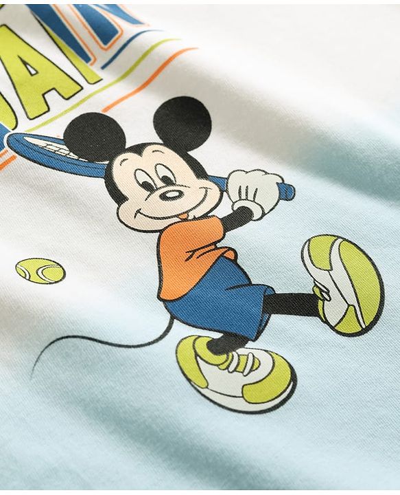 Babyhug Disney Cotton Knit T-Shirt Half Sleeve with Mickey Mouse Graphics Multi Color 6-9 Months