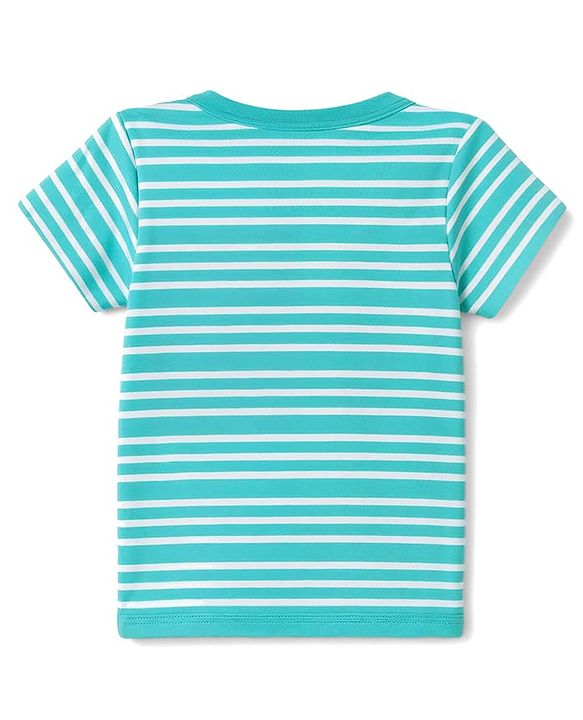 Babyhug 100% Cotton Knit Half Sleeves Striped Vehicles & Bear Printed Jhablas Pack Of 3 - Light Blue Yellow & Light Green