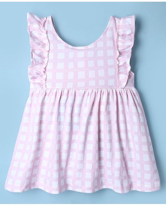Babyhug Disney Single Jersey Knit Frock with Inner Tee and Headband with Half Sleeves and Marie Graphic - Pink