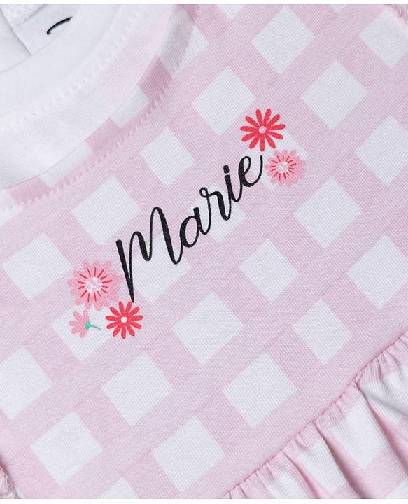 Babyhug Disney Single Jersey Knit Frock with Inner Tee and Headband with Half Sleeves and Marie Graphic - Pink