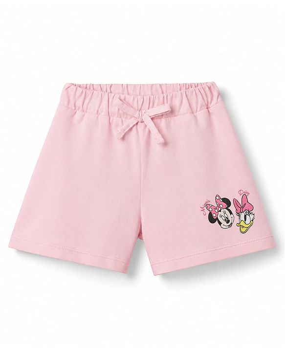 Babyhug Disney 100% Cotton Knit Sleeveless T-Shirt With Tie Up Strap & Shorts Set With Minnie Mouse Family Graphics Pack Of 2 - Light Blue & Pink