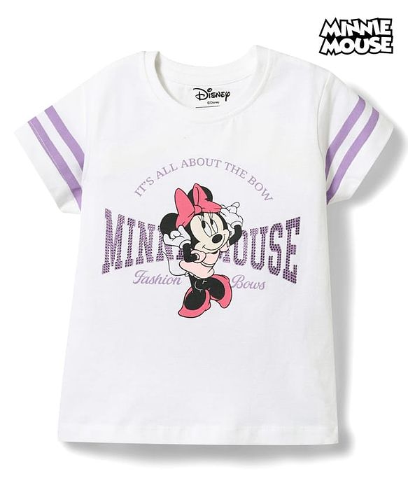 Babyhug Disney 100% Cotton Knit Half Sleeves T-Shirt & Shorts Set With Minnie Mouse Graphics - Multicolor