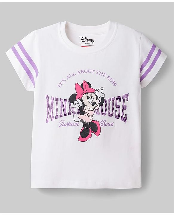 Babyhug Disney 100% Cotton Knit Half Sleeves T-Shirt & Shorts Set With Minnie Mouse Graphics - Multicolor