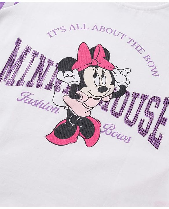 Babyhug Disney 100% Cotton Knit Half Sleeves T-Shirt & Shorts Set With Minnie Mouse Graphics - Multicolor