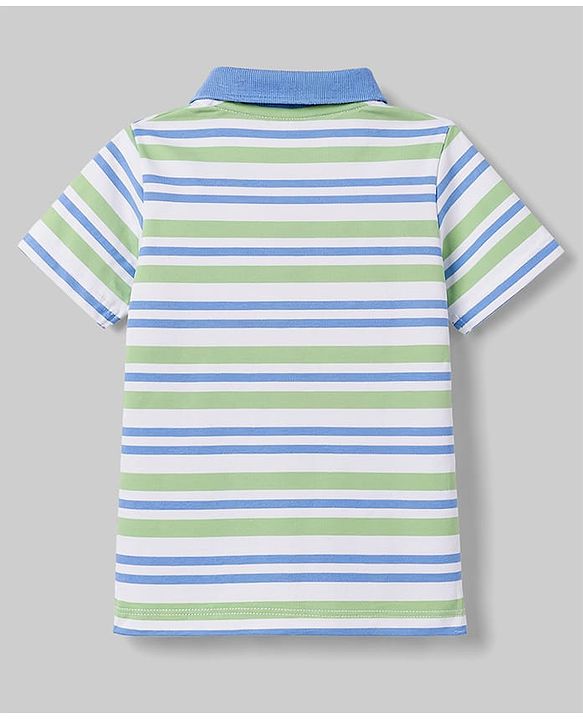 Babyhug Cotton Knit Polo T-Shirt with Graphics Multi Color 6-9 Months