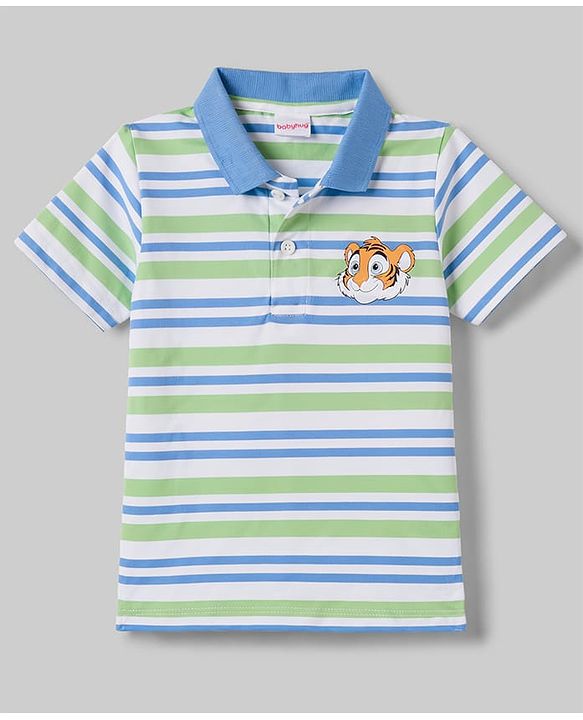 Babyhug Cotton Knit Polo T-Shirt with Graphics Multi Color 6-9 Months
