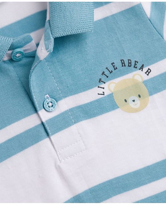 Babyhug Cotton Knit Polo T-Shirt Half Sleeves with Graphics Multi Color 6-9 Months