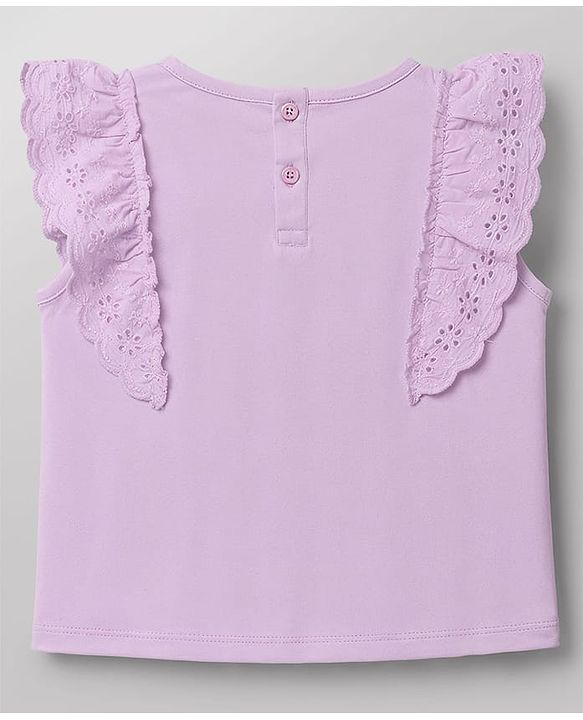 Babyhug Single Jersey Knit Half Sleeves Top & Shorts Set With Floral Print - Lavender & White