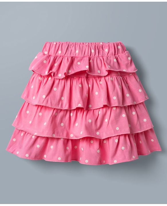 Babyhug Disney 100% Cotton Knit Half Frill Sleeves Top With Layered Skirt With Headband With Polka Dots & Minnie Mouse Graphic- White & Pink