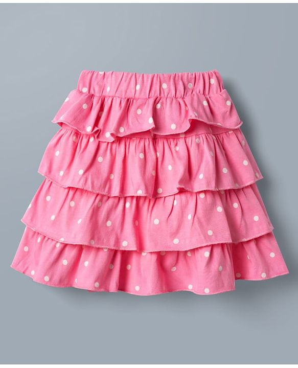 Babyhug Disney 100% Cotton Knit Half Frill Sleeves Top With Layered Skirt With Headband With Polka Dots & Minnie Mouse Graphic- White & Pink