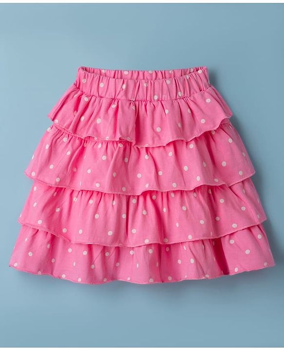 Babyhug Disney 100% Cotton Knit Half Frill Sleeves Top With Layered Skirt With Headband With Polka Dots & Minnie Mouse Graphic- White & Pink