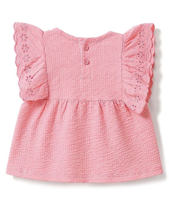 Babyhug Single Jersey Knit Sleeveless Top & Culottes  Set With Floral Detailing - Pink