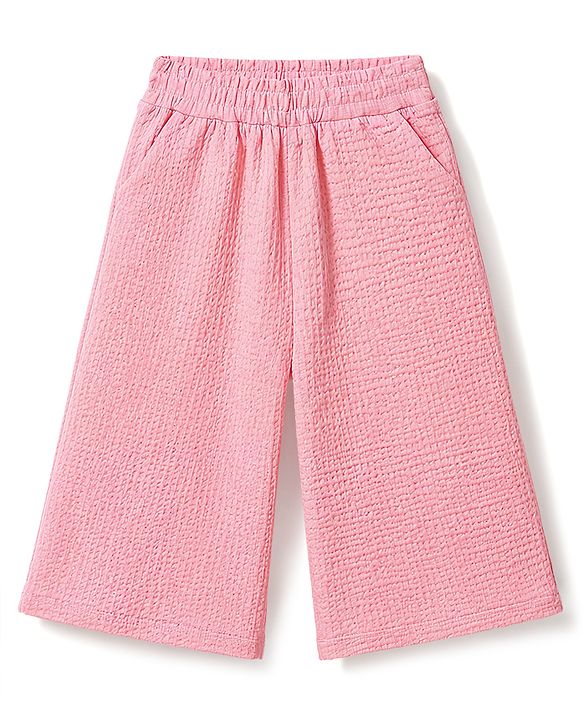 Babyhug Single Jersey Knit Sleeveless Top & Culottes  Set With Floral Detailing - Pink