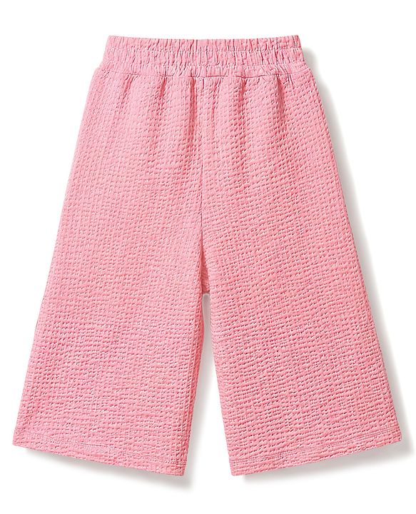 Babyhug Single Jersey Knit Sleeveless Top & Culottes  Set With Floral Detailing - Pink