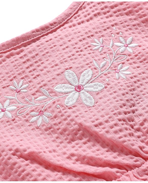 Babyhug Single Jersey Knit Sleeveless Top & Skorts Set With Floral Print - Pink