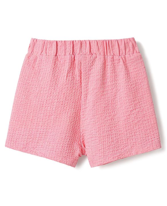 Babyhug Single Jersey Knit Sleeveless Top & Skorts Set With Floral Print - Pink